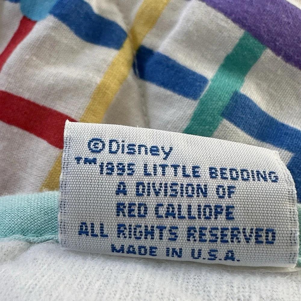 2 Vtg 1995 Disney Winnie The Pooh Baby Crib‎ Blanket Nursery Quilt Fleece USA